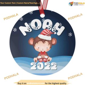 Adorable Monkey Personalized Ornament, Family Tree Decoration