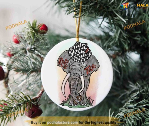 Alabama Elephant Ceramic Christmas Ornament, Funny Christmas Ornaments