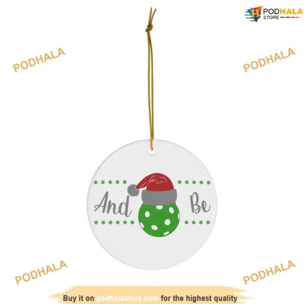 And Pickleball Be Merry Ceramic Ornament, Family Tree Decoration