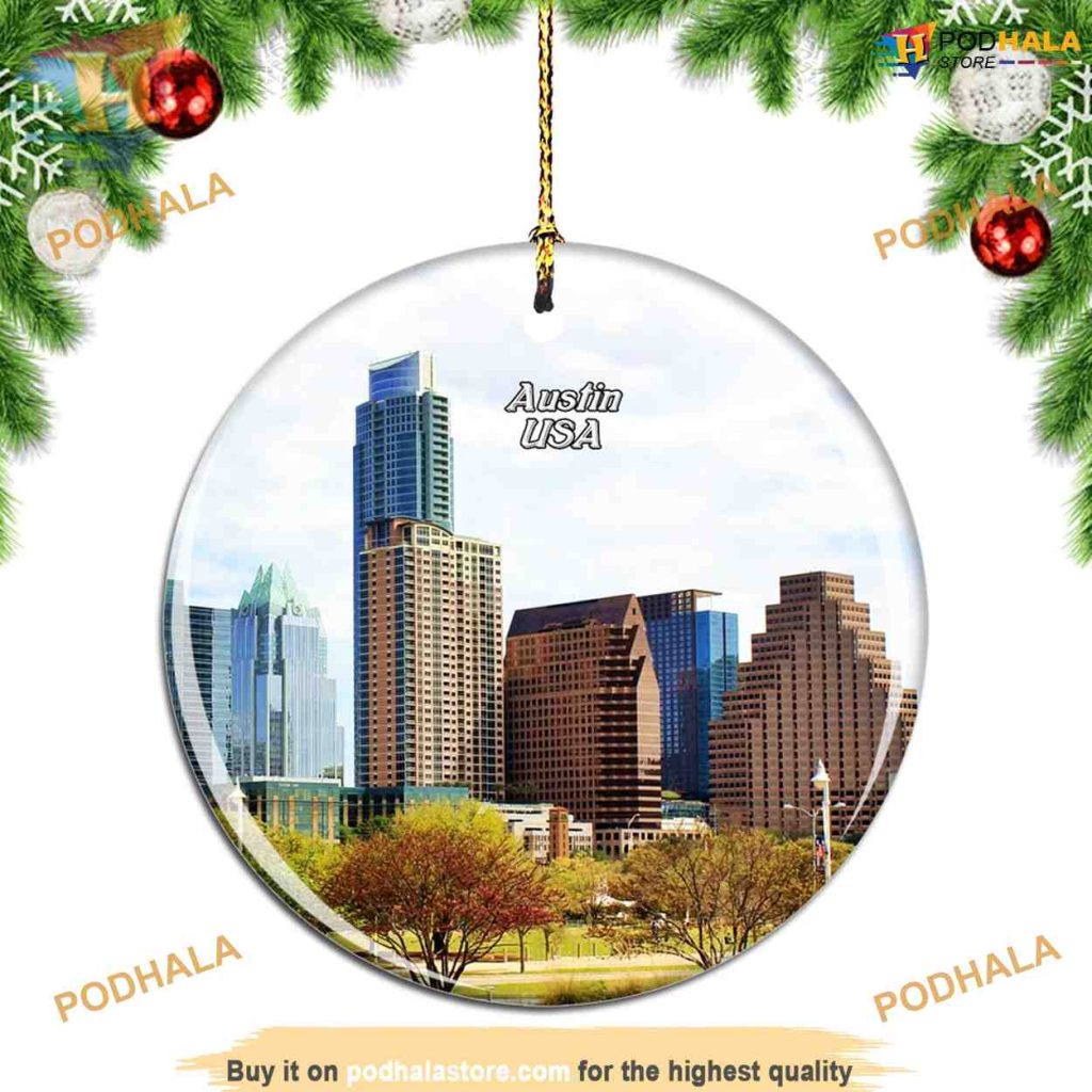 Austin Texas Skyline Christmas Ornament, Funny Christmas Ornaments