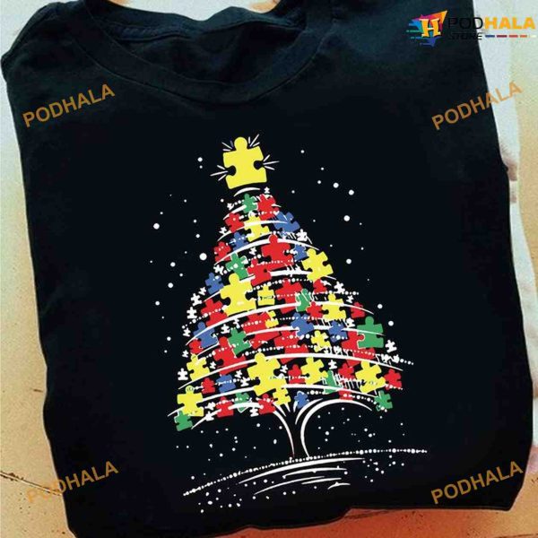 Autism Awareness Christmas Tree Puzzle Shirt