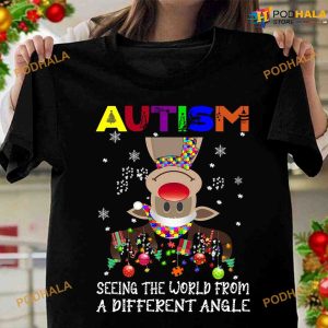 Autism Awareness Seeing The World From Different Angle Christmas Moose Shirt