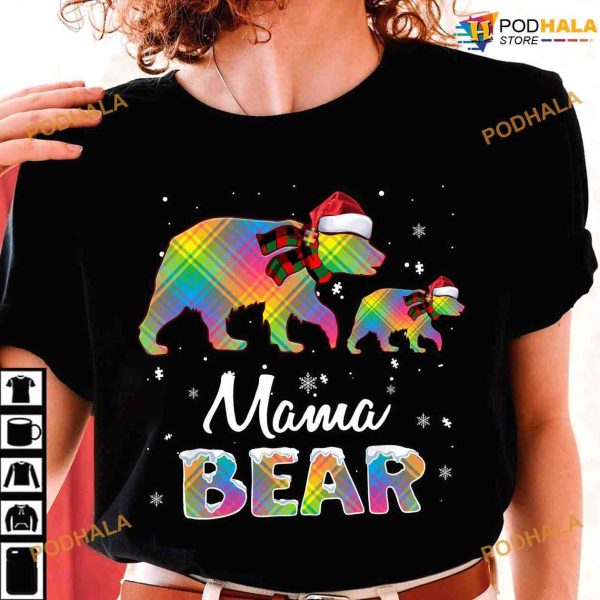 Autism Bear Mother Christmas Mama Bear Shirt, Funny Xmas Gifts
