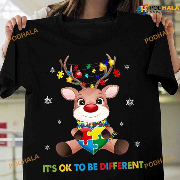 Autism Reindeer Christmas It’s Ok To Be Different Shirt