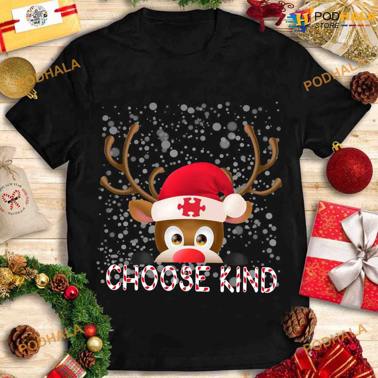 Autism Santa Reindeer Snow Christmas Choose Kind Shirt Autism Santa Reindeer Snow Christmas Choose Kind Shirt