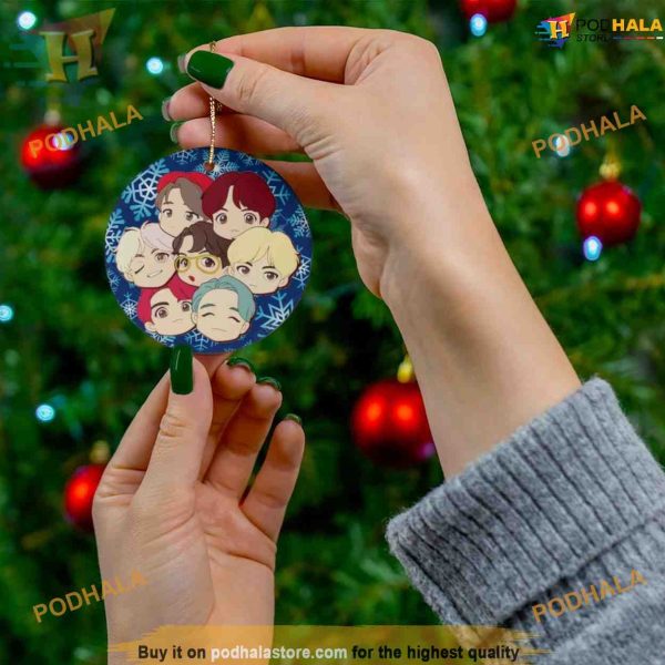 BTS Ceramic Christmas Ornament T1W, Family Christmas Ornaments