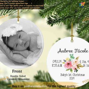 Baby Birth Announcement Ornament, Custom Photo Ornaments