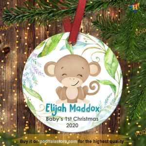 Baby Boy Monkey First Christmas Ornament, Baby's First Christmas Keepsake