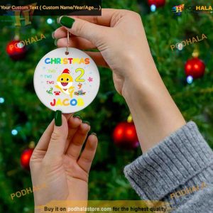 Baby Shark 2nd Christmas Ornament, Personalized Family Decor