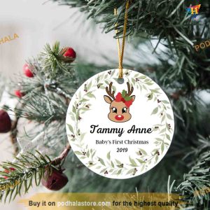 Baby's 1st Christmas 2023, Personalized Reindeer Ornament