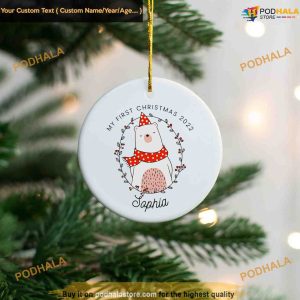 Baby's 1st Polar Bear Christmas Ornament, Custom Ceramic Decor