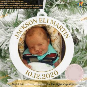 Baby's Birthday Christmas Ornament, Custom Photo Ornament