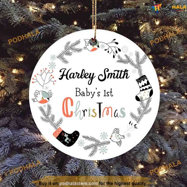 Baby’s Debut Christmas Ornament, Personalized Family Memory
