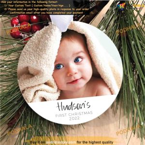 Baby's Debut Custom First Christmas and Personalized Family Ornaments.