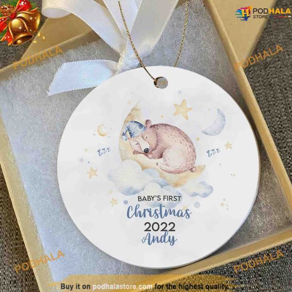 Baby’s First Christmas 2023, Custom Sleeping Bear Ornament