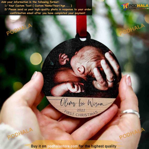 Baby’s First Christmas 2023 Personalized and Custom Picture Ornaments