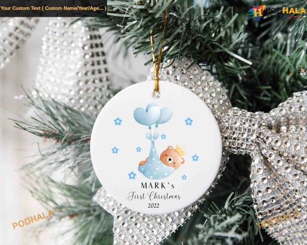 Baby’s First Christmas, Bear Personalized Christmas Ornament