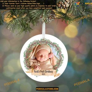 Babys First Christmas Custom Photo Personalized Name Ornament 2