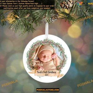 Babys First Christmas Ornament Custom Photo Personalized Name 2