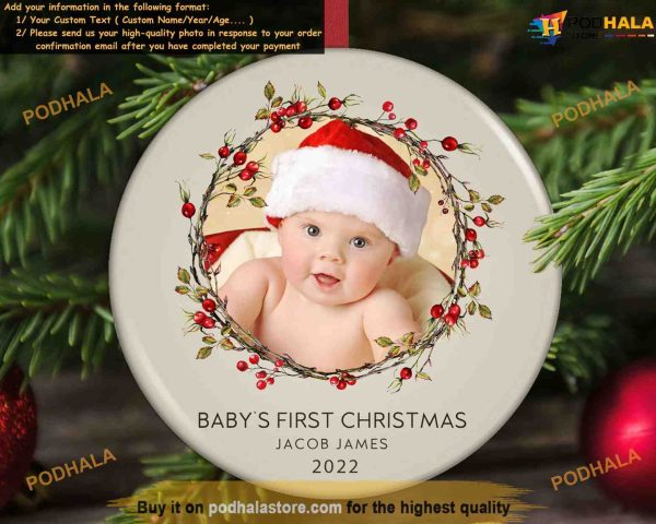 Baby’s First Christmas Ornament, Custom Picture Ornaments