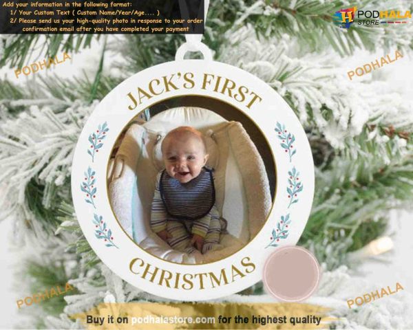 Baby’s First Christmas Ornament, Personalized Photo Ornaments