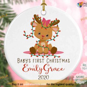 Baby's First Christmas, Personalized Reindeer Girl Ornament