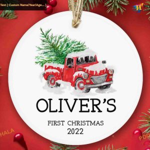 Baby's First Christmas, Personalized Truck Christmas Ornament