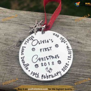 Baby's First Christmas Tree Ornament, Personalized Family Decorations