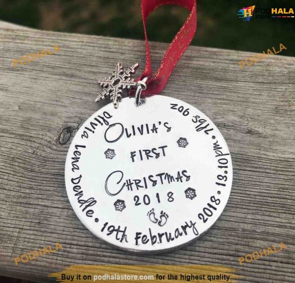 Baby’s First Christmas Tree Ornament, Personalized Family Decorations