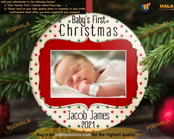 Baby’s Photo First Christmas Ornament, Personalized Family Ornaments