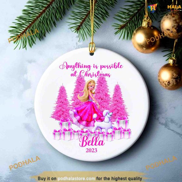 Barbie 2023 Ornament, Pretty in Pink, Personalized Family Christmas Ornaments