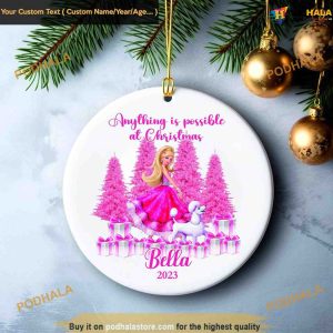 Barbie's Pink Festive Decor, Personalized Family Ornaments