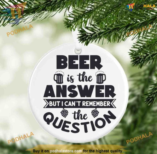 Beer-Themed Ceramic Christmas Ornament, Funny Christmas Ornaments