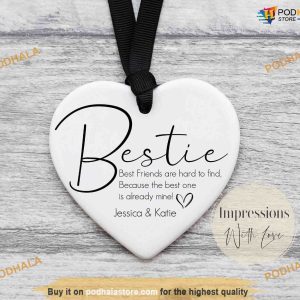 Bestie Ceramic Heart Ornament, Friendship Gift, Personalized Keepsake
