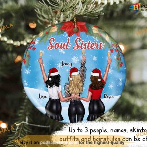 Besties Sisters Ornament, Christmas Ornaments For A Friend, Ceramic Circle