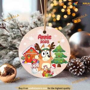 Bingo BlueyDad Christmas Ornament, Ceramic Bluey Family Decor