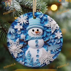 Blue Snowman 3D Ornament, Personalized Family Ornaments