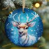 Blue White Reindeer Sublimation Ornament, Friends Christmas Ornaments