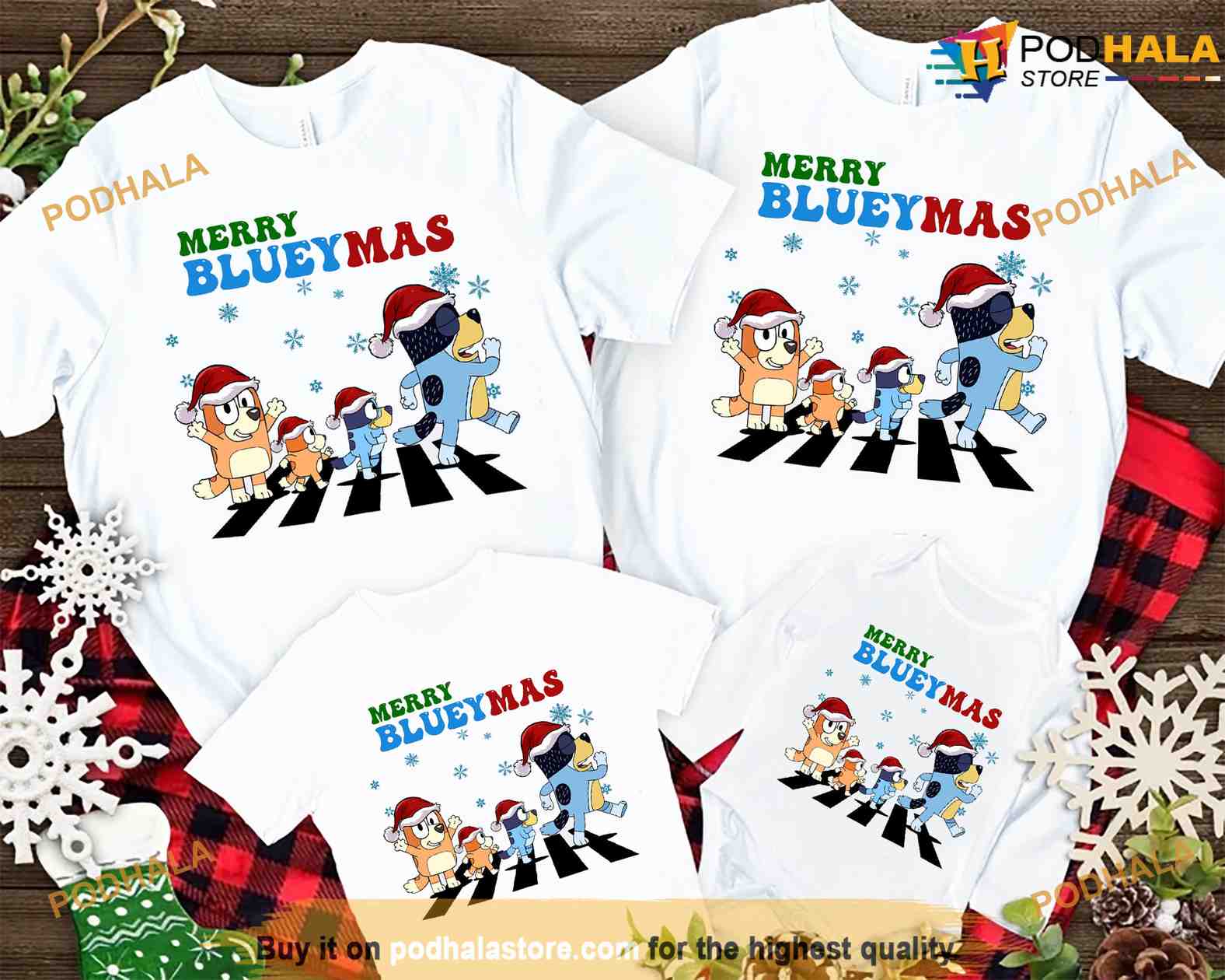 Bluey Shirt Merry Christmas Bluey Family - Happy Place for Music