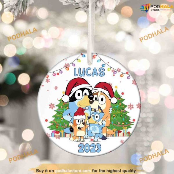 BlueyDad Custom Christmas Ornament, Family Bluey Christmas Decoration