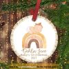 Boho Rainbow Baby's First Christmas Ornament, Personalized Family Keepsake