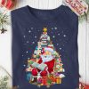 Books Christmas Tree And Santa Reading Book Shirt