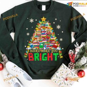 Books Christmas Tree Books Make You Bright Shirt