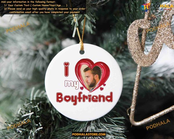 Boyfriend Love Ornament Custom Photo Christmas, Couple’s First Xmas Gift