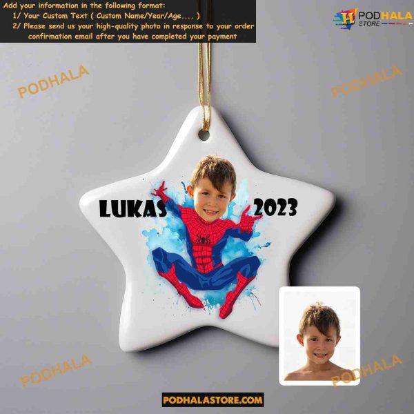 Boy’s Superhero Personalized Ornament Custom Christmas, Spiderman