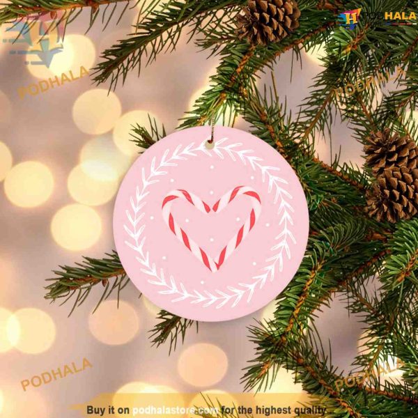 Candy Cane and Heart Christmas Ornament, Family Christmas Tree Ornaments