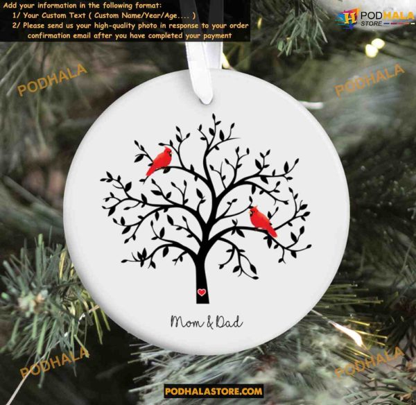 Cardinal Memorial Christmas Ornament In Loving Memory, Tree Of Life Gift