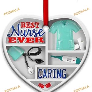 Caring Nurse Heart Christmas Decoration, Nurse Xmas Ornaments