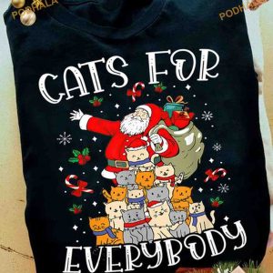 Cats For Everybody Christmas Tree Kittens Santa Shirt