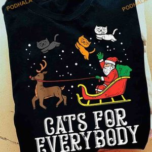 Cats For Everybody Santa Reindeer Christmas Shirt